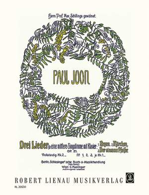 Paul Juon: Drei Lieder op. 21/1