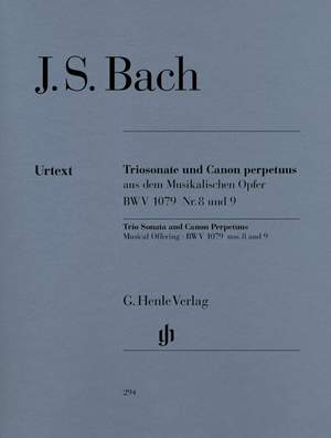 Bach, J S: Trio Sonata and Canon Perpetuus from the musical offering für Flute, Violin and Basso Continuo BWV 1079 Nr. 8 und 9