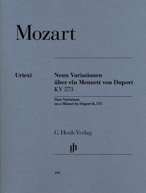 Mozart, W A: 9 Variations on a Minuet by Duport KV 573