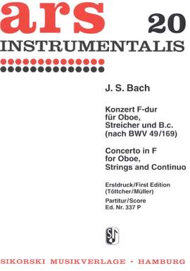 Bach, JS: Concerto for Oboe, Strings and basso continuo in F major, BWV1053R