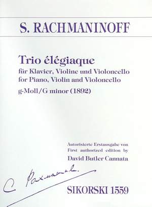 Sergei Rachmaninoff: Trio élégiaque No. 1 In G Minor