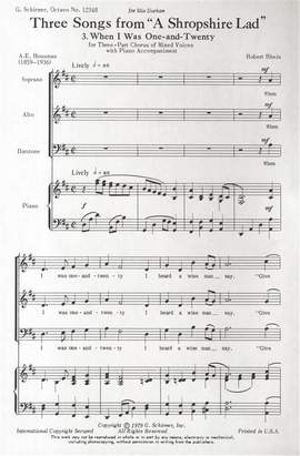 R Rhein: When I Was One And Twenty W/Piano