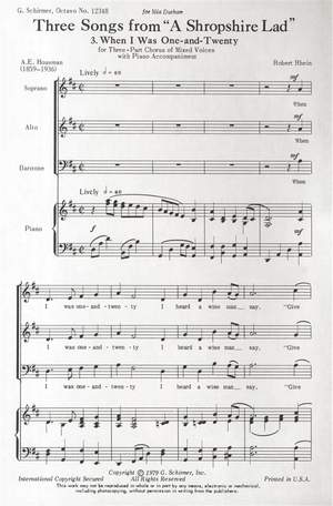 R Rhein: When I Was One And Twenty W/Piano