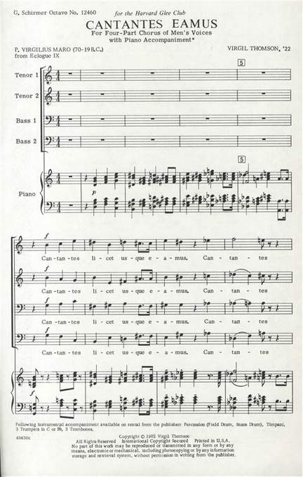 Virgil Thomson: Cantantes Eamus