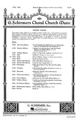 J. N. Beck: Song Of Moses Piano Or Organ Accompaniment