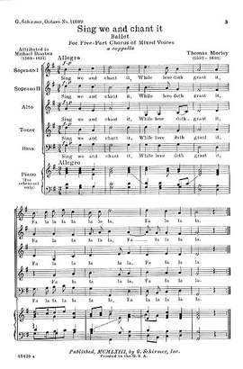 Thomas Morley: Sing We And Chant It A Cappella