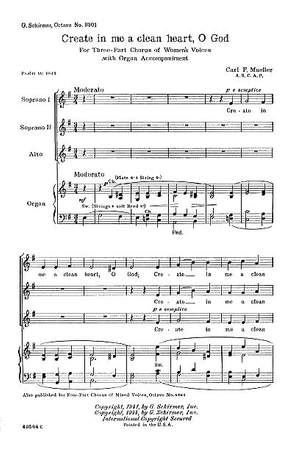 Carl F Mueller Create In Me A Clean Heart O God Presto Sheet Music