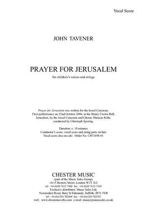 John Tavener: Prayer For Jerusalem - Score