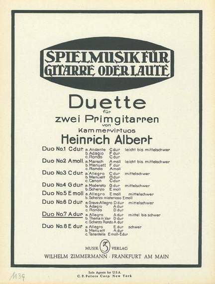 Albert, H: Duets A major