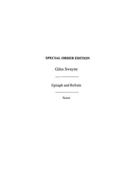 Giles Swayne: Epitaph And Refrain Op.89