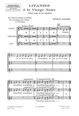Francis Poulenc: Litanies A La Vierge Noire