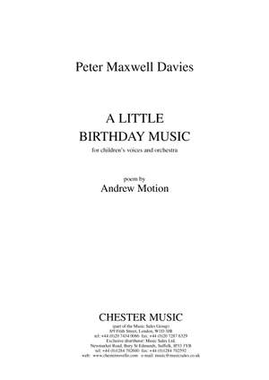 Peter Maxwell Davies: A Little Birthday Music - Full Score