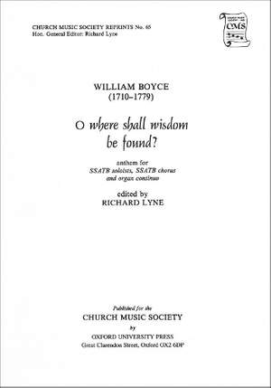Boyce: O where shall wisdom be found?