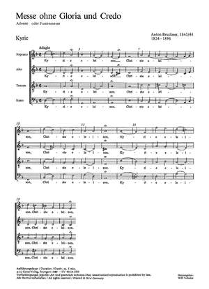 Bruckner: Messe ohne Gloria und Credo in d (WAB 146)