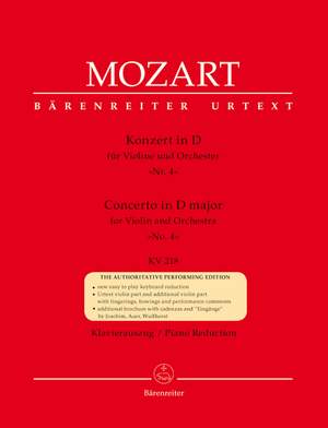 Mozart, WA: Concerto for Violin No.4 in D (K.218) (Urtext)