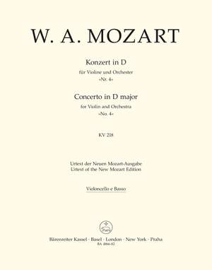 Mozart, WA: Concerto for Violin No.4 in D (K.218) (Urtext) Product Image
