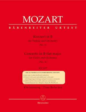 Mozart, WA: Concerto for Violin No.1 in B-flat (K.207) (Urtext)