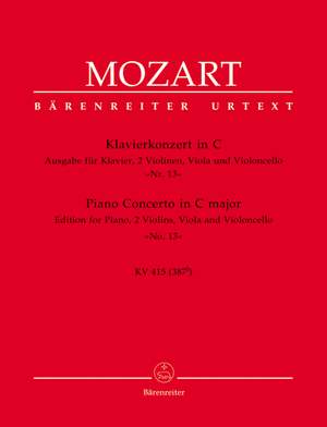 Mozart, WA: Concerto for Piano No.13 in C (K.415) (Urtext)