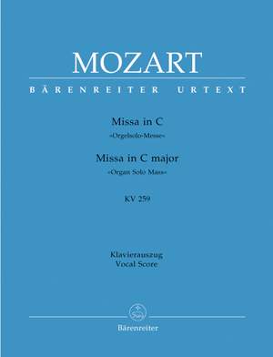 Mozart, WA: Mass in C (K.259) (Organ Solo Mass) (Urtext)