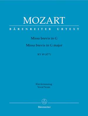 Mozart, WA: Missa brevis in G (K.49) (Urtext)