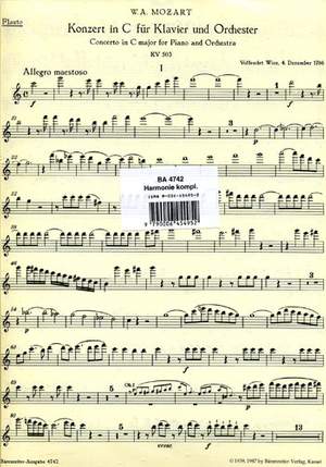 Mozart, WA: Concerto for Piano No.25 in C (K.503) (Urtext)