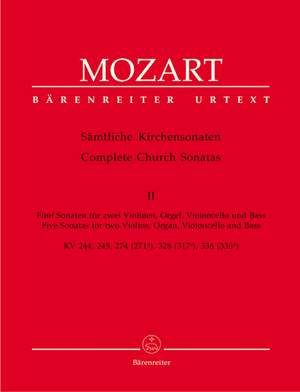 Mozart, WA: Church Sonatas, Vol. 2: (K.244, 245, 274, 328, 336) (Urtext)