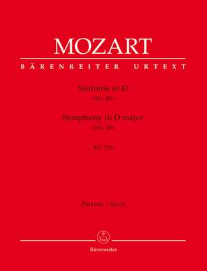 Mozart, WA: Symphony No.20 in D (K.133) (Urtext)
