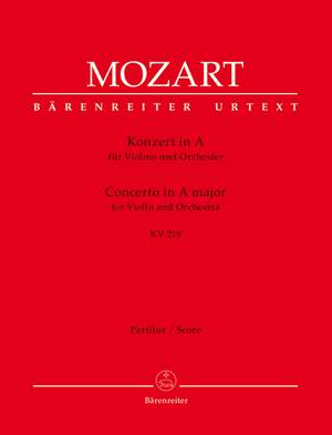 Mozart, WA: Concerto for Violin No.5 in A (K.219) (Urtext)