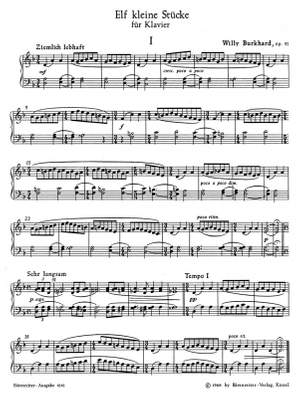 Burkhard, W: Eleven Short Pieces, Op.31
