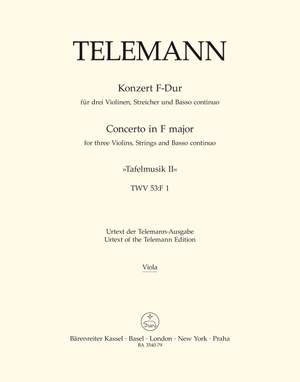 Telemann, G: Concerto for 3 Violins in F (Tafelmusik No.2 1733) (TWV 53: F1) (Urtext)