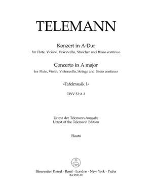 Telemann, G: Concerto for Flute and Violin in A (Tafelmusik No.1 1733) (TWV 53: A2) (Urtext)