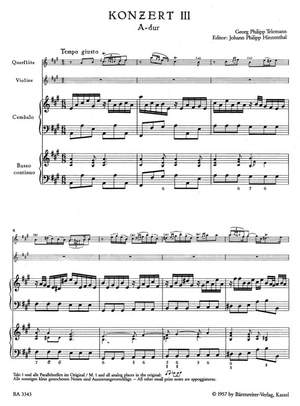 Telemann, G: Concerto No.3 in A (TWV 42: A3) (Urtext)