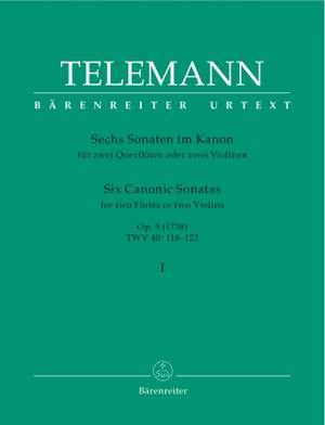 Telemann, G: Sonatas in Canon (6), Op.5, Vol. 1 (in G TWV 40: 118; in G minor TWV 40: 119; in D TWV 40: 120) (Urtext)