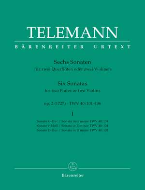 Telemann: Six Sonatas for two Flutes or two Violins, Op. 2 (Volume 1)