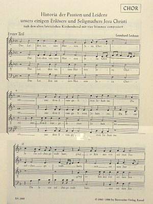 Lechner, Leonhard: John Passion Choral score