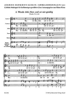Schein, J: Israelsbruennlein (26 Motets) No. 6: Wende dich, Herr (G)