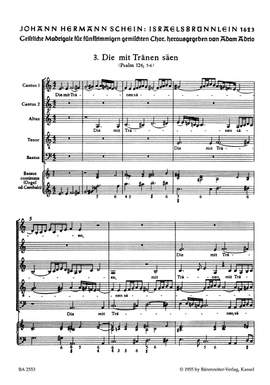 Schein, J: Israelsbruennlein (26 Motets) No. 3: Die mit Traenen saeen (G)