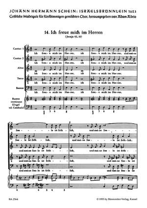 Schein, J: Israelsbruennlein (26 Motets) No.14: Ich freue mich im Herren (G)