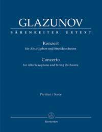 Glazunov, A: Concerto for Alto Saxophone and String Orchestra, Op.109 (Urtext)