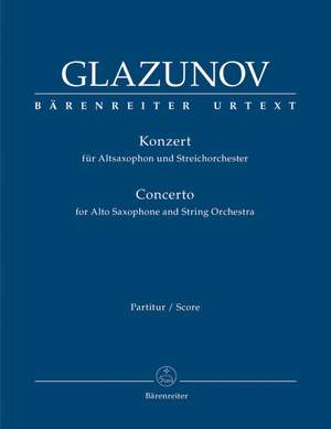 Glazunov, A: Concerto for Alto Saxophone and String Orchestra, Op.109 (Urtext)