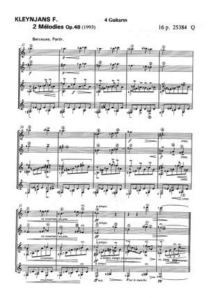 Kleynjans, Francis: 2 Melodies Op.48 (4 guitars)
