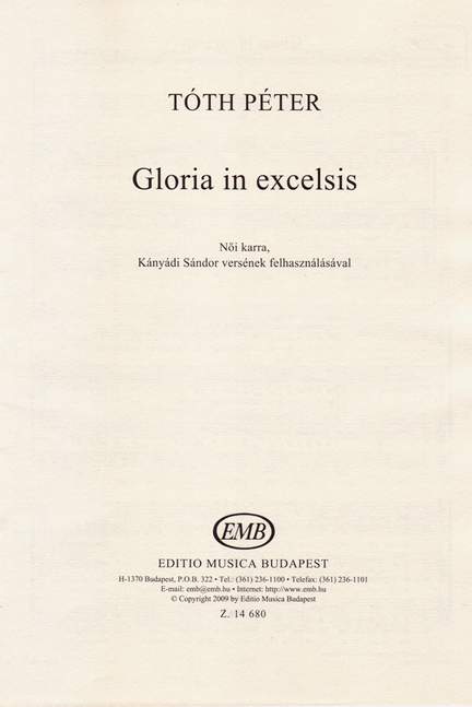 Toth, Peter: Gloria in excelsis