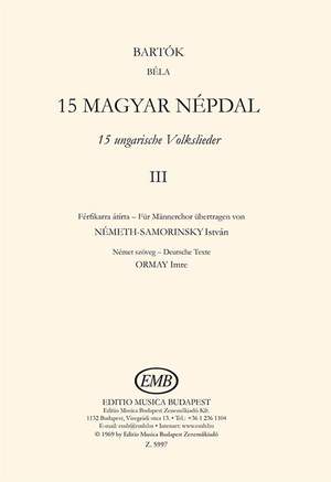 Bartok: 15 Hungarian Folksongs, Volume 3 (lower voices)