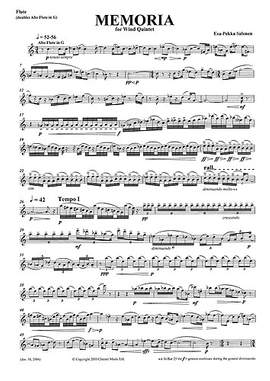 Esa-Pekka Salonen: Memoria For Wind Quintet