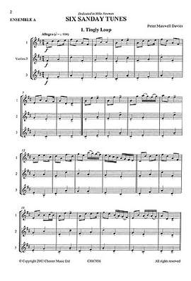 Peter Maxwell Davies: Six Sanday Tunes (Three Violins Performance Score)