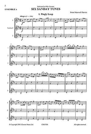 Peter Maxwell Davies: Six Sanday Tunes (Three Violins Performance Score)
