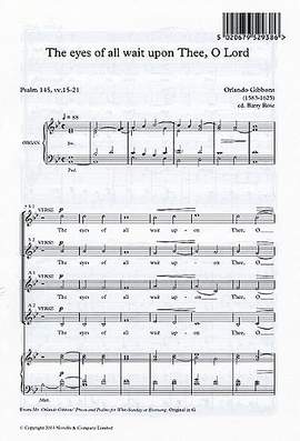 Orlando Gibbons: The Eyes Of All Wait Upon Thee O Lord