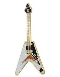 Mini Pin Gibson Flying V White Electric Guitar