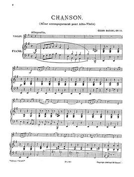 Guido Papini: Chanson For Violin And Piano Op.57