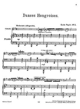 Hungarian Dance No.2 In G For Violin And Piano
